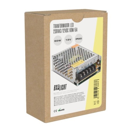 Transformador AC/DC 230V a 12V 5A 60W IP20 Aluminio