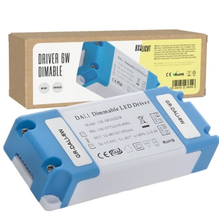 Driver regulable DALI 6W, salida 12-48VDC, 300mA, IP20