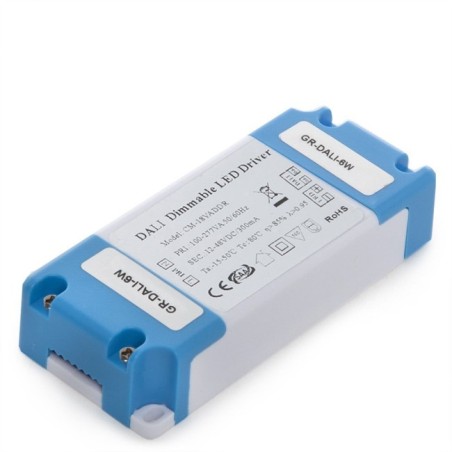 Driver regulable DALI 6W, salida 12-48VDC, 300mA, IP20