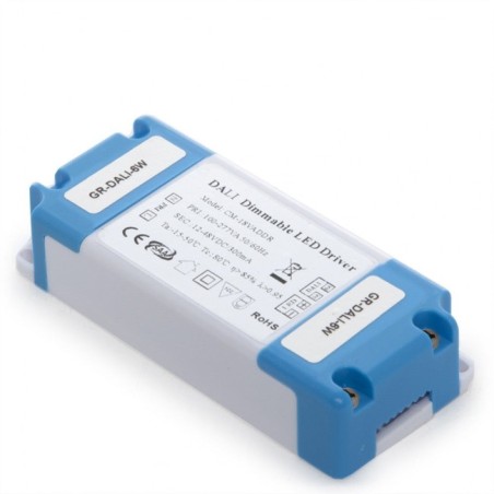 Driver regulable DALI 6W, salida 12-48VDC, 300mA, IP20