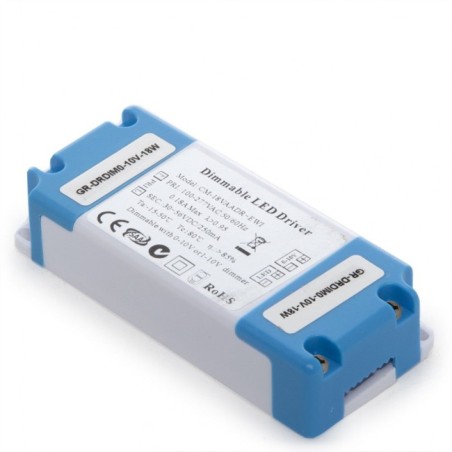 Driver regulable 18W, salida 12-48VDC, 300mA, IP20, 0-10V