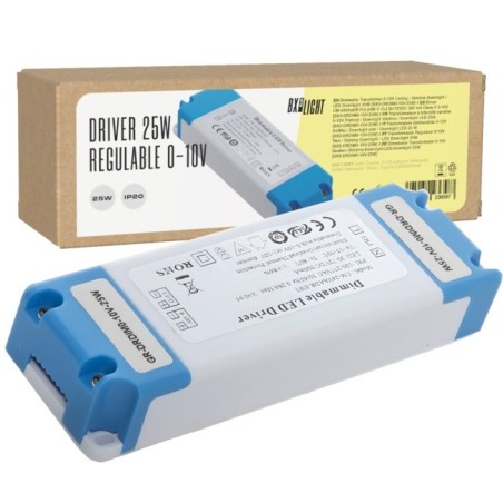 Driver regulable 0-10V 24W, salida 30-72VDC, 300mA, IP25