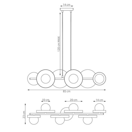 Lámpara colgante Aurevo negro (6 luces)
