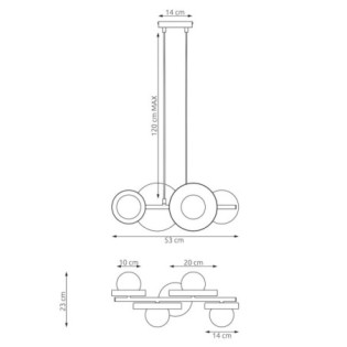 Lámpara colgante Aurevo gris (4 luces)