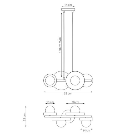 Lámpara colgante Aurevo gris (4 luces)