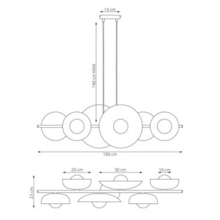 Lámpara colgante Cirion negro (6 luces)