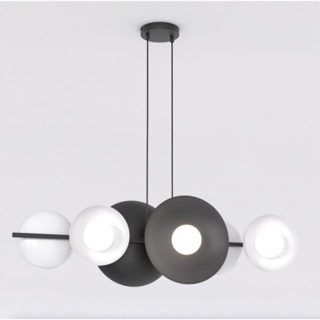 Lámpara colgante Cirion negro+blanco (6 luces)