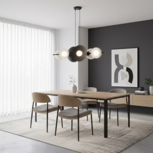 Lámpara colgante Cirion negro+blanco (6 luces)