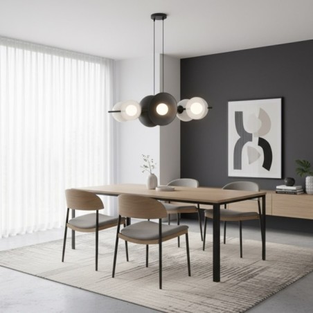 Lámpara colgante Cirion negro+blanco (6 luces)