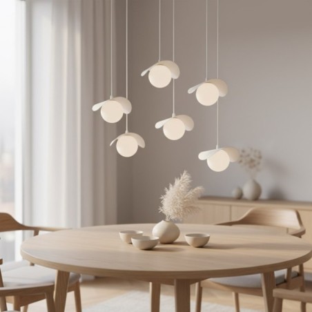 Lámpara colgante Serelia blanco (6 luces)