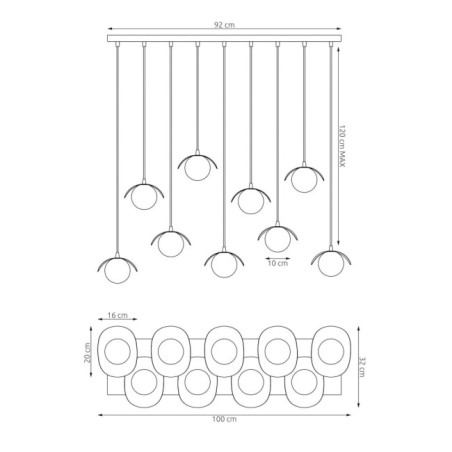 Lámpara colgante Serelia blanco (9 luces)