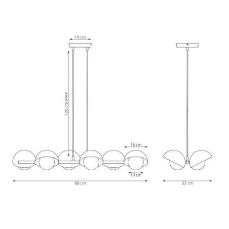 Lámpara colgante Nordessa negro (6 luces)
