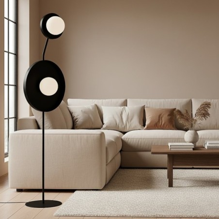 Lámpara de pie Novara negro (2 luces)