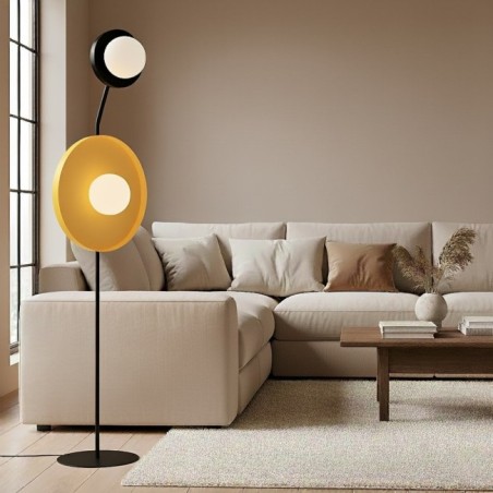 Lámpara de pie Novara negro+naranja (2 luces)