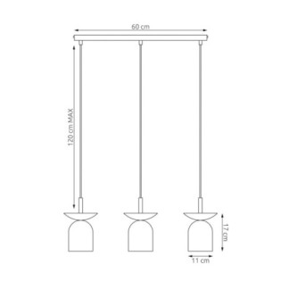 Lámpara colgante Lorenza gris+negro (3 luces)