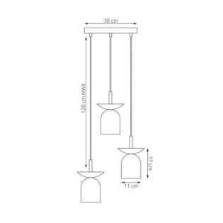 Lámpara colgante Lorenza II gris+negro (3 luces)