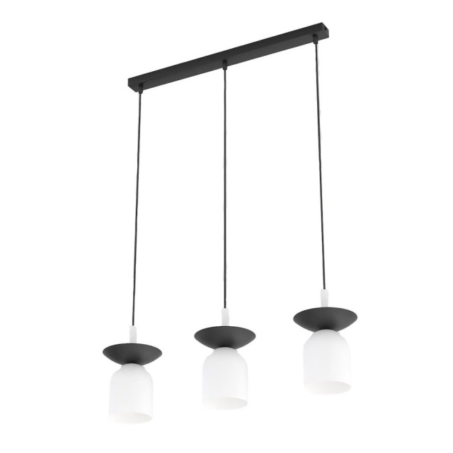 Lámpara colgante Lorenza blanco+negro (3 luces)
