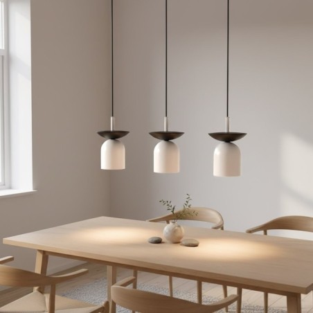 Lámpara colgante Lorenza blanco+negro (3 luces)