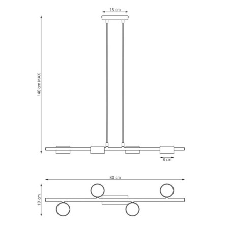 Lámpara colgante Kelvo negro (4 luces)