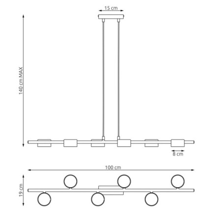 Lámpara colgante Kelvo negro (6 luces)