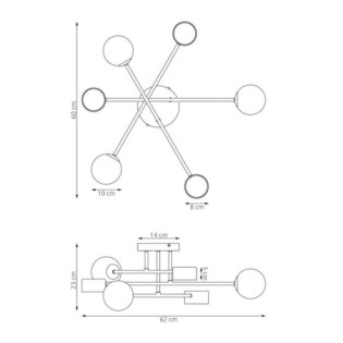 Lámpara de techo Varli gris (6 luces)