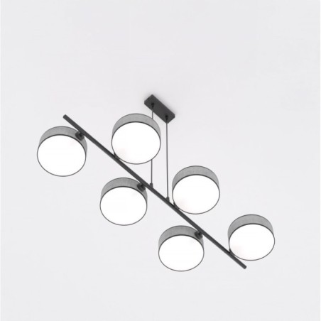 Lámpara colgante Troma gris+negro (6 luces)