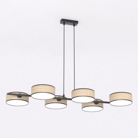 Lámpara colgante Troma ratan+negro (6 luces)