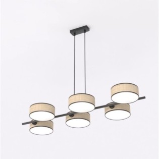 Lámpara colgante Troma ratan+negro (6 luces)