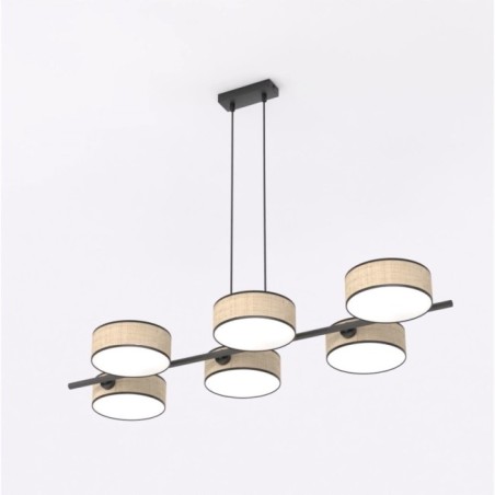 Lámpara colgante Troma ratan+negro (6 luces)