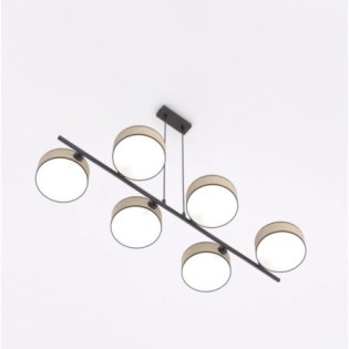 Lámpara colgante Troma ratan+negro (6 luces)