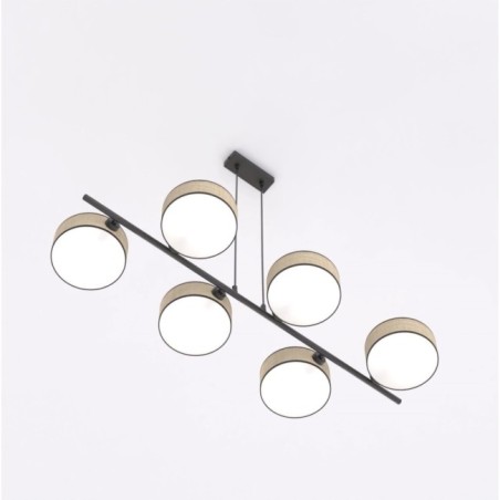 Lámpara colgante Troma ratan+negro (6 luces)