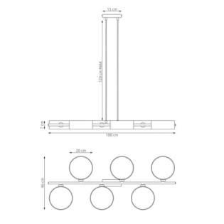 Lámpara colgante Troma ratan+negro (6 luces)