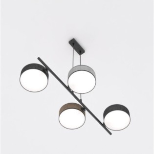 Lámpara colgante Troma negro+marrón+gris (4 luces)