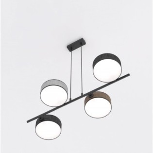 Lámpara colgante Troma negro+marrón+gris (4 luces)