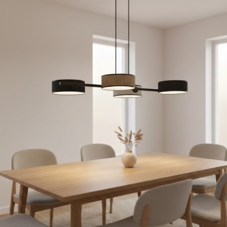 Lámpara colgante Troma negro+marrón+gris (4 luces)
