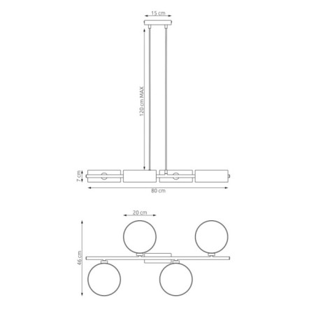 Lámpara colgante Troma negro+marrón+gris (4 luces)