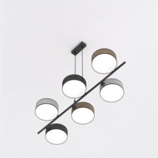 Lámpara colgante Troma negro+marrón+gris (6 luces)