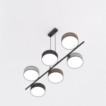 Lámpara colgante Troma negro+marrón+gris (6 luces)