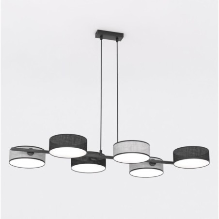Lámpara colgante Troma negro+gris (6 luces)
