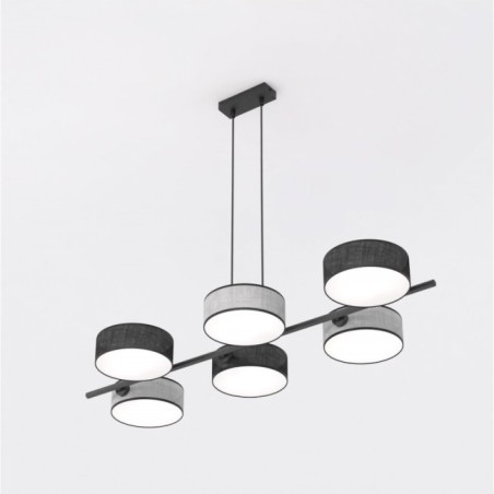 Lámpara colgante Troma negro+gris (6 luces)