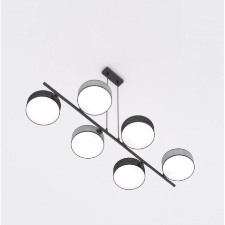 Lámpara colgante Troma negro+gris (6 luces)
