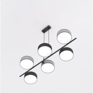 Lámpara colgante Troma negro+gris (6 luces)