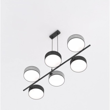 Lámpara colgante Troma negro+gris (6 luces)