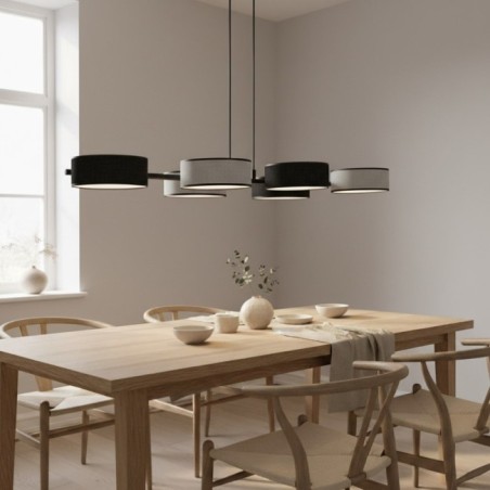 Lámpara colgante Troma negro+gris (6 luces)