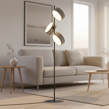 Lámpara de pie Troma gris+negro (3 luces)