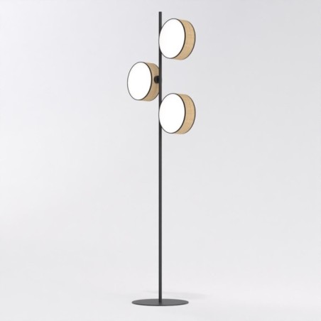 Lámpara de pie Troma ratan+negro (3 luces)
