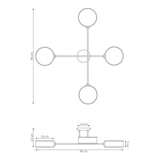 Lámpara de techo Lorix negro (4 luces)