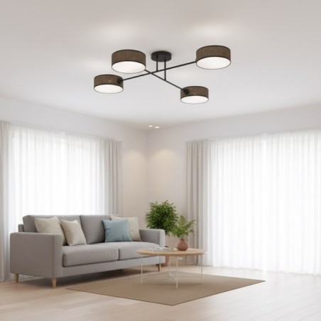 Lámpara de techo Lorix marrón+negro (4 luces)