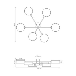 Lámpara de techo Lorix marrón+negro (6 luces)