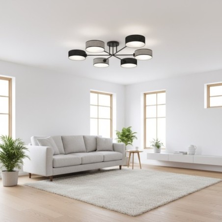 Lámpara de techo Lorix negro+gris (6 luces)